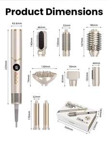 Sèche-cheveux ionique professionnel 7-en-1 à commande de température, puissant et rapide, fabriqué en usine OEM - Product Image 3