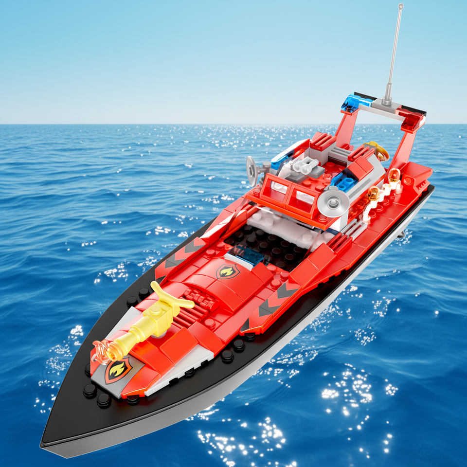 Durable 2 in 1 Fire RC Boat SelfBuild Building Block
