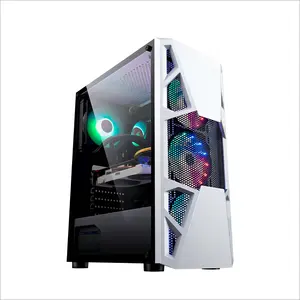 Hot Mini PC Gaming Case MATX & ITX Tour moyenne en aluminium avec ventilateur Audio Port avant Style cool Comprend une alimentation