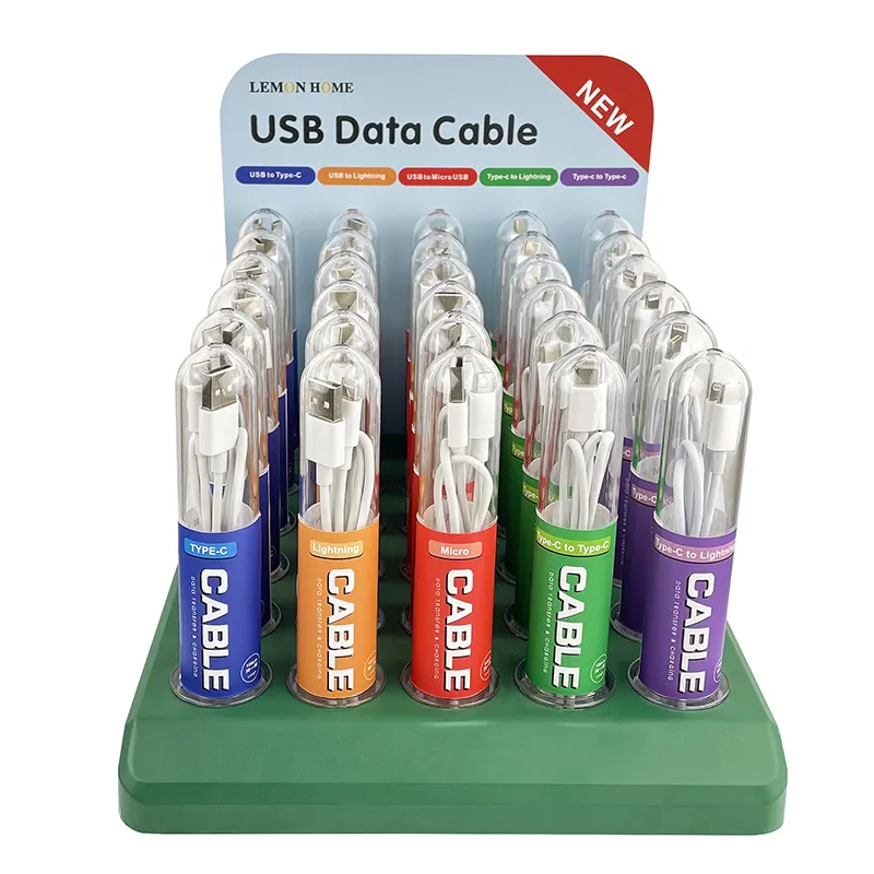 nice quality 5 different data cables counter display box micro type c for iphone to type c usb cables