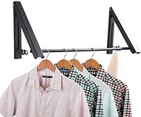 Séchoir à linge mural pliable à double niveau en aluminium rétractable avec crochets et rails pour cuisine et salle de bain