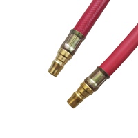 Tuyau de gonflage pour compresseur d'air à double valve en caoutchouc rouge en forme de T avec connecteur rapide en laiton pour pompe à air de pneu
