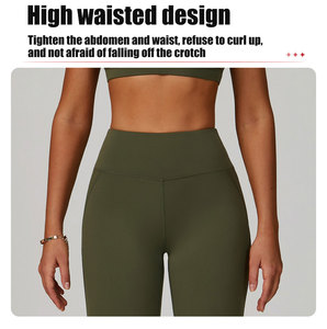 Pantalon de Yoga Évasé Coupe Large en Polaire, Sans Coutures, Style <span class=keywords><strong>Bootcut</strong></span>, Ventre Plat, Taille Haute, Gainant, Long - Product Image 4