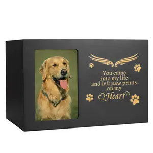 Large wooden urn Lost pet souvenir Pet cremation with picture frame Dog souvenir box Cremation urn