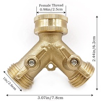 Distributeur de tuyau d'arrosage 2 voies en laiton robuste avec vannes faciles à ouvrir, raccord en Y pour robinet extérieur