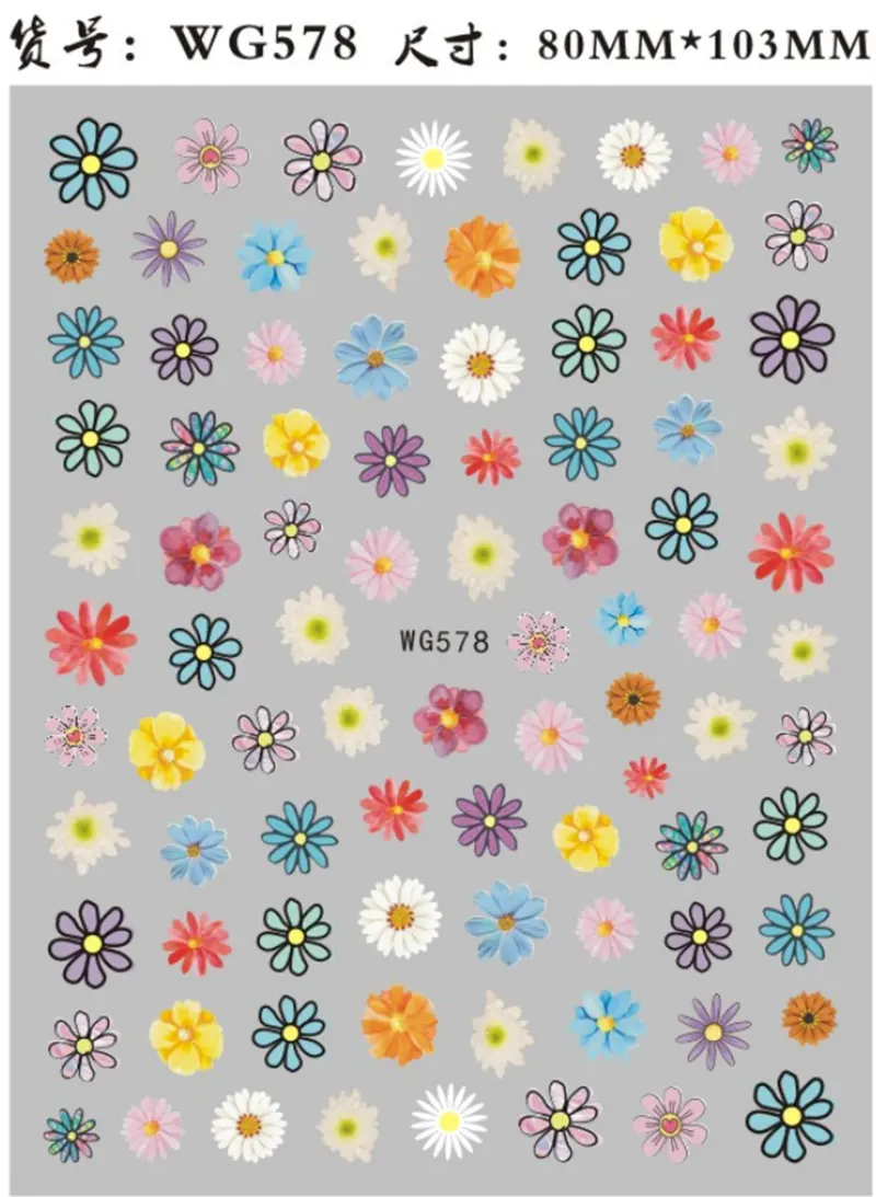 High Quality Mixed wholesale Flower Nail Sticker DIY Decorations Sticker Nail Art For Girl