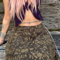 Jupes vintage à imprimé floral Kawaii Y2K pour femmes Style Preppy Jupe longue marron taille basse esthétique pour dames C14637