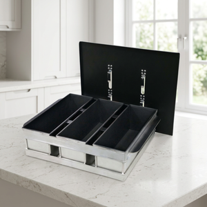 ATLAS STAR 3 Straps 1000g Durable 4-Cavity Aluminum Alloy Loaf <b>Pan</b> <b>with</b> <b>Lid</b> Non-Stick Black Bakery Oven Safe - Product Image 1