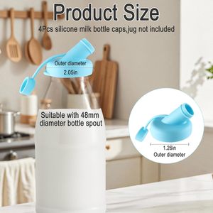 4 tapas de silicona de repuesto para botellas de vidrio, tapas dispensadoras de silicona reutilizables para botellas de leche - Product Image 2