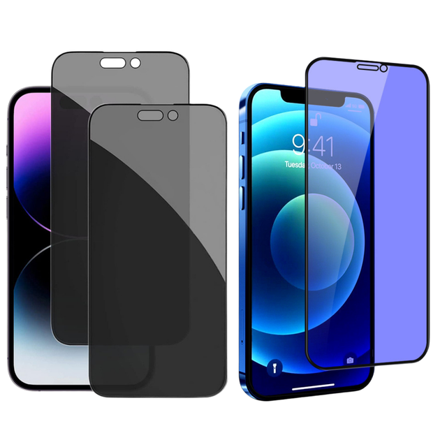 Full Cover Anti Blue Light Tempered Glass Screen Protector Flim Anti-spy Privacy Protective Glass for iphone 15 14 13 12 11 Pro