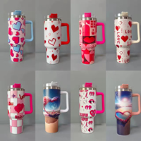 Regalos del Día de San Valentín nueva llegada Sublimación Corazón de amor rojo Taza de viaje de acero inoxidable de doble pared Vaso de 40oz con asa