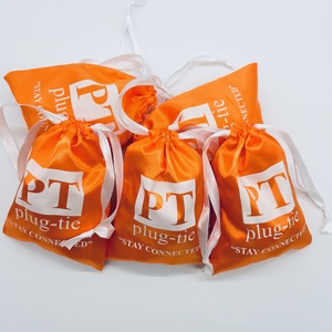 High Quality Luxury logo Printed Custom Satin Bags Silk Satin Drawstring Bag - Product Image 4