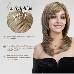 Perruque longue et droite La Sylphide, taille moyenne, blonde naturelle, entièrement tissée à la main, pour femme - Product Image 2