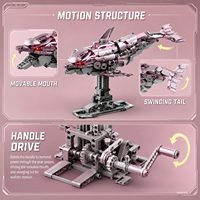 Ensemble de blocs de construction mécaniques personnalisés OEM style MOC, Dauphin rose, Jouets pour enfants, Modèle technique STEM avec lumières, Présentoir à marque privée