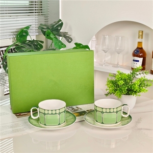 Luxury Eco-Friendly Green <b>Bone</b> <b>China</b> Coffee Cup and Saucer <b>Set</b> 200mL Minimalist Design for Home Use - Product Image 4