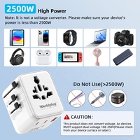 Adaptateur de voyage Worldplug Compact 5-en-1 20W GaN Chargeur adaptateur de voyage universel international avec 2C1A