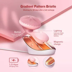 Brosse nettoyante faciale en silicone étanche 2022 avec billes magnétiques rotatives, nettoyeur corporel ciblé, brosse de nettoyage du visage pour le nez - Product Image 2
