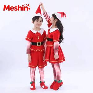 2026 Hot Selling Children Red Festival <b>Costume</b> Boys <b>Girls</b> Santa Claus Clothing Set Kids <b>Elf</b> Christmas Outfit - Product Image 2