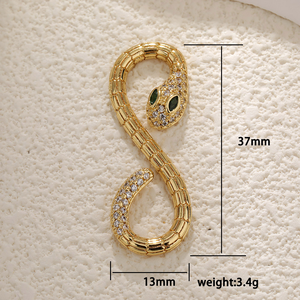 Colgante de Serpiente de Cristal con Circonitas Chapado en Oro de 18K para Fabricación de Joyas DIY, Venta al por Mayor - Product Image 4