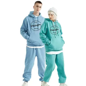 Bulk Men Hoodies Jogger 2 Piece Set Custom Logo Women Jogging Suits Plus Size Nude Blank Fleece Hood Cotton Sweatsuit Men