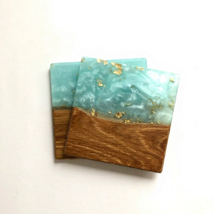 Premium MN EXPORTS MNE-2817 Resin&Wood Square Modern <b>Coasters</b> Set Handmade <b>Drink</b> <b>Coasters</b> Stylish Table Protector Heat Resistant - Product Image 1