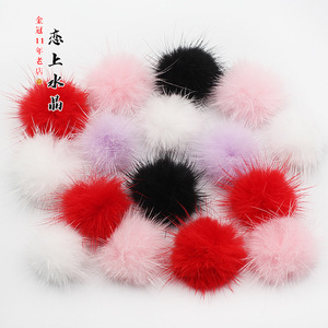 พู่ขนมิงค์สีขาวขนาด 3 ซม. สไตล์โบราณ อุปกรณ์ตกแต่งกิ๊บติดผม - Product Image 1