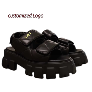 Sandalias de Plataforma de Lujo de Primera Calidad para Mujer, de Cuero Genuino y Paja, Zapatos Casuales de Verano con Aumento de Altura - Product Image 1