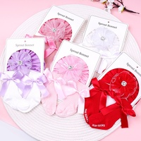 Ensemble de chapeau et de chaussettes pour bébé fille nouveau-né, dentelle européenne et américaine, fleur, ruban diamant, mignon