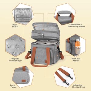 Large Capacity 17L Expandable Double Deck Insulated Lunch Bag Leakproof Reusable Cooler Tote Box with Shoulder Strap for Work - Product Image 6