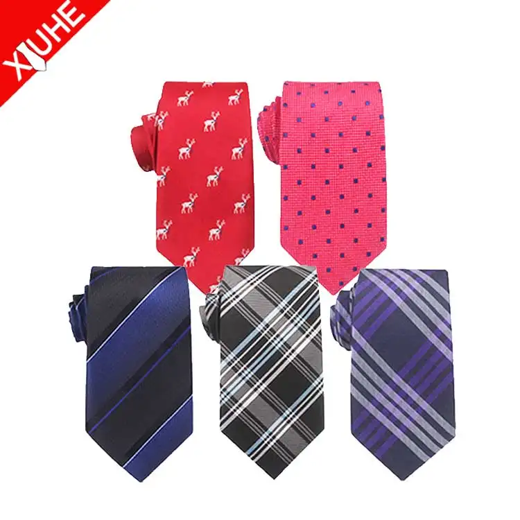 Vendita calda moda cravatta uomo rosso Logo personalizzato cravatte floreali in microfibra cravatte sottili in poliestere scozzese