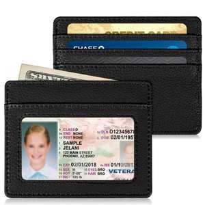 Custom Credit Card Holder Mini <b>Wallet</b> Saffiano PU RFID <b>Slim</b> ID Card Holder <b>Wallet</b> - Product Image 1