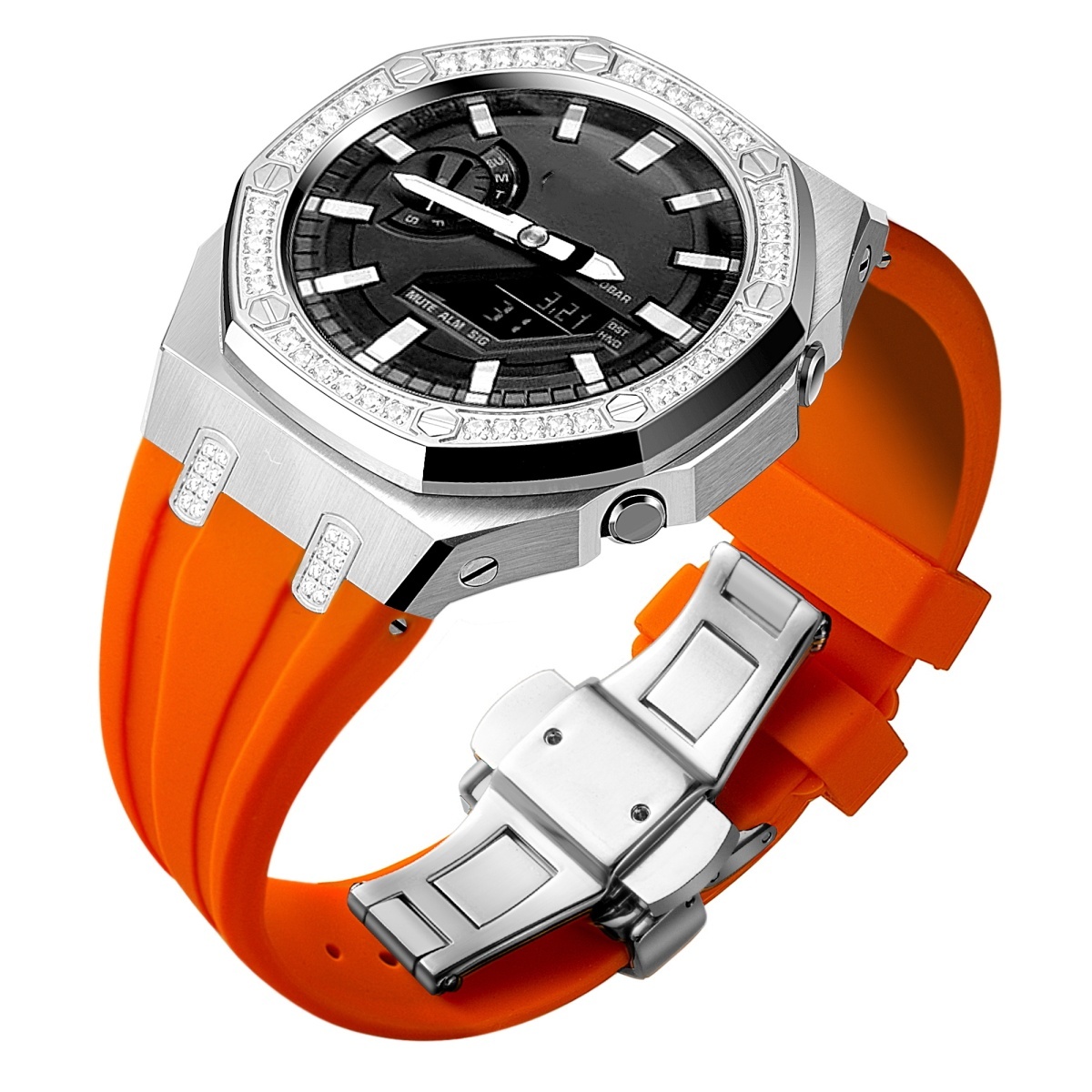 silver orange strap