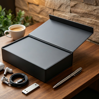 Boîte d'expédition magnétique personnalisée avec logo, gris foncé, bord étroit, aimant dissimulé, finition mate, écologique, en forme de livre, de luxe, vente en gros