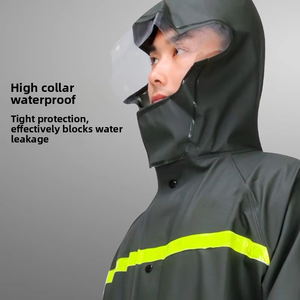 Vente en gros bon marché adulte PVC long poncho pour la pêche imperméable avec bandes réfléchissantes pour <span class=keywords><strong>patrouille</strong></span> de police - Product Image 2