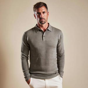 2026 <span class=keywords><strong>Polo</strong></span> da <span class=keywords><strong>uomo</strong></span> in <span class=keywords><strong>lana</strong></span> Merino a coste a maniche lunghe-maglieria termica - Product Image 4