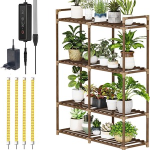 <b>Plant</b> <b>light</b> and flower stand, multi-tiered <b>plant</b> stand with casters, floor-standing flower pot stand, living room green <b>plant</b> - Product Image 5