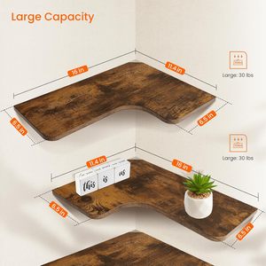 Kệ góc nổi, kệ góc treo tường có lỗ dây, Bộ kệ lưu trữ Tường Gỗ Hình 3 L cho phòng khách - Product Image 3