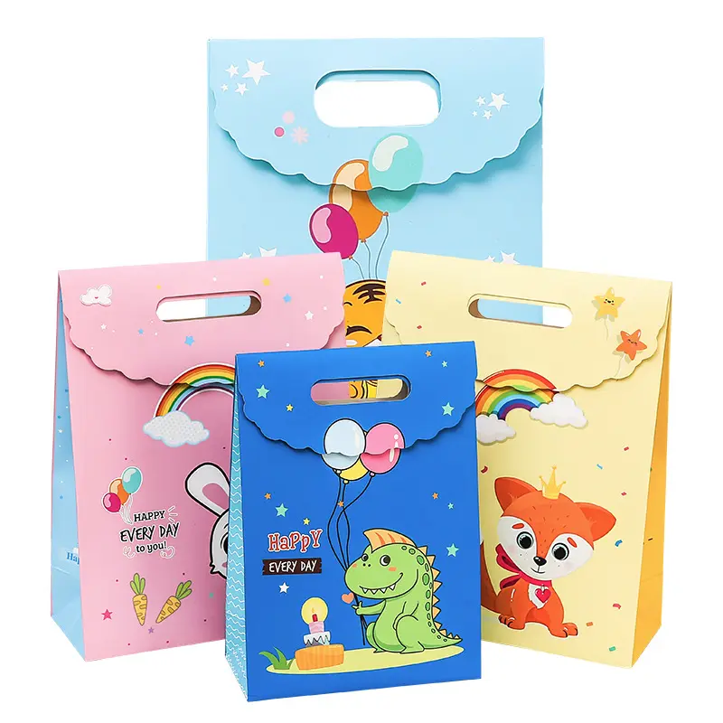 Toptan çeşitli boyutları çocuk parti dinozor küçük kağıt şeker ambalaj karikatür hayvan hediye kutusu hediye çantası