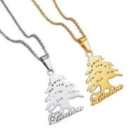 Offre Spéciale Liban Cèdre Pendentif Collier 18k Plaqué Or En Acier Inoxydable Étanche Pendentif Collier Support Liban Bijoux