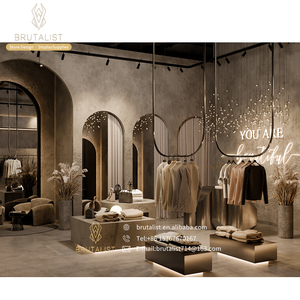 Estante de exhibición de muebles de Boutique dorado de moda hecho tienda de vidrio de madera uso elegante centro comercial estante de ropa exhibición de ropa - Product Image 2