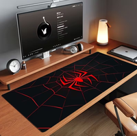 Tapis de bureau grand format avec logo Spider-Web rouge et noir, antidérapant, base en caoutchouc durable, accessoire de bureau résistant aux taches pour souris de jeu