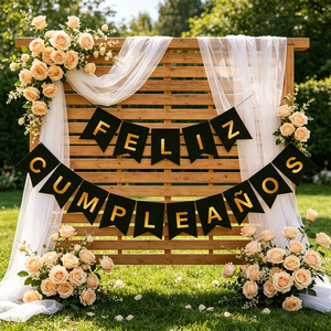 Guirlande Joyeux Anniversaire Lettres Noires et Dorées 16 Pièces 4M Bannière de Fête - Product Image 3