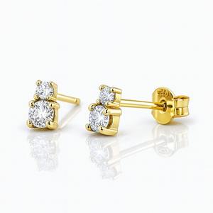 Boucles d'oreilles de luxe Dhani Jewels en or 14 carats avec deux pierres, diamants naturels de clarté VS, vente en gros pour boutiques - Product Image 2