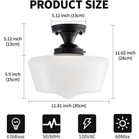 Plafonnier encastré LED vintage pour chambre à coucher salon verre opale abat-jour Base en fer interrupteur contrôle éclairage intérieur