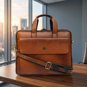 1st Grade Genuine Leather Classic <b>Laptop</b> Briefcase Anti-Theft Waterproof Large Capacity Durable Sling Portable Daily Use Korean - Product Image 1