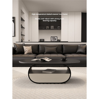 Table basse ovale moderne italienne en verre trempé avec rangement, multifonctionnelle pour petit salon, mobilier de maison