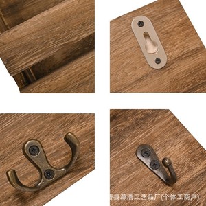 Wooden Key Rack Wall Mounted Storage <b>Shelf</b> With Hooks For Keys And Accessories Living Room Entryway Organizer Natural Wood Color - Product Image 4