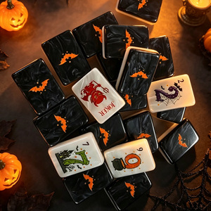 Fichas de Mahjong de Plástico Creativas para Halloween - Serie Oscura de Halloween con Luces LED a Pilas y Patas Plegables - Product Image 4