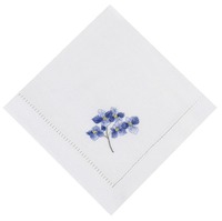 Servilletas de Lino con Dobladillo, Bordadas a Mano con Hortensias, Servilletas de Tela Florales, Decoración de Mesa de Lujo para Banquetes de Boda