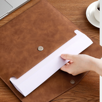 Porte-documents rétro de haute qualité, fin et portable, en cuir PU, pour le rangement de documents de bureau